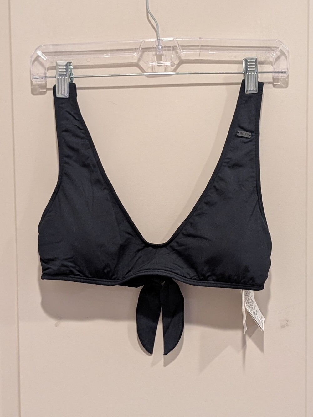 Roxy Black Tie-Back Bralette Bikini Swim Top Medium